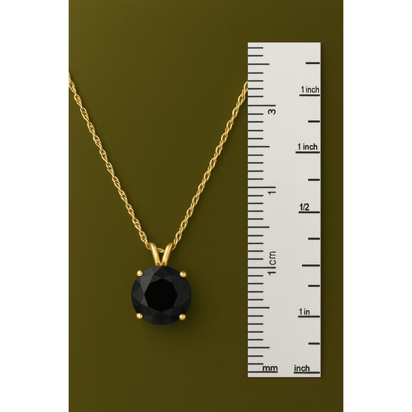 1ct Black Diamond Solitaire Pendant | 14K Yellow Gold NWT - Picture 4 of 5